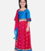 BownBee Chiffon Brocade Lehenga choli for Girls-Blue