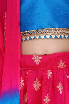 BownBee Chiffon Brocade Lehenga choli for Girls-Blue