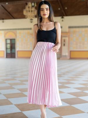 Pink plain satin skirts 1
