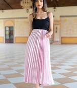 Pink plain satin skirts