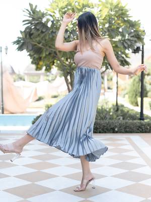 Grey plain satin skirts 5