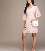 White printed georgette short dresses