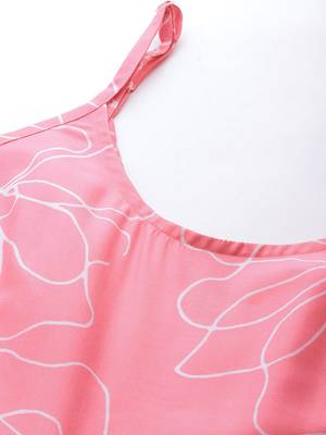 Pink printed polyester maxi dresses 4