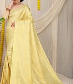 Yellow woven kanchipuram silk saree with blouse