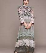 Multicolor printed georgette maxi dresses