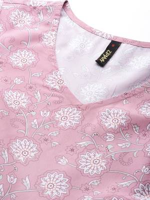 Pink printed crepe short dresses 5