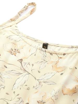 Mustard printed polyester maxi dresses 4