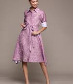 Lavender printed polyester short dresses