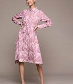 Lavender printed polyester short dresses