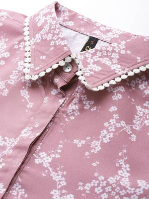 Lavender printed polyester short dresses 4