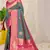 Light teal woven kanchipuram art silk saree with blouse