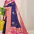Navy blue woven kanchipuram art silk saree with blouse