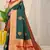 Teal woven kanchipuram art silk saree with blouse