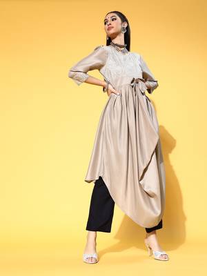 Grey printed art silk kurtas-and-kurtis 1