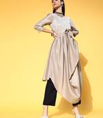 Grey printed art silk kurtas-and-kurtis