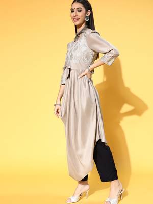 Grey printed art silk kurtas-and-kurtis 2
