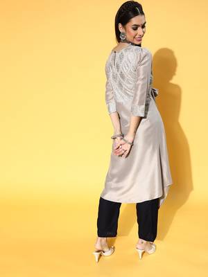 Grey printed art silk kurtas-and-kurtis 3