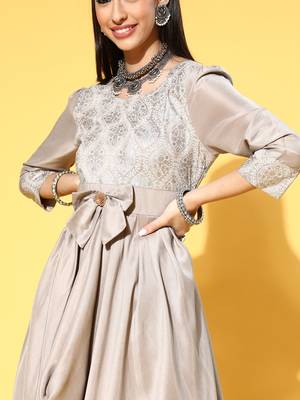 Grey printed art silk kurtas-and-kurtis 4