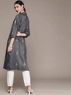 Grey printed art silk kurtas-and-kurtis 3