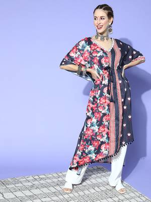 Black printed art silk kurtas-and-kurtis 1