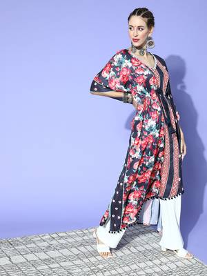Black printed art silk kurtas-and-kurtis 2
