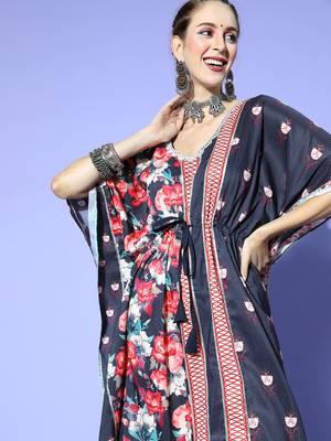 Black printed art silk kurtas-and-kurtis 4