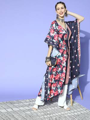 Black printed art silk kurtas-and-kurtis 5