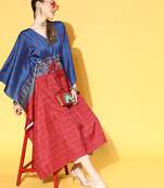 Red printed art silk kurtas-and-kurtis