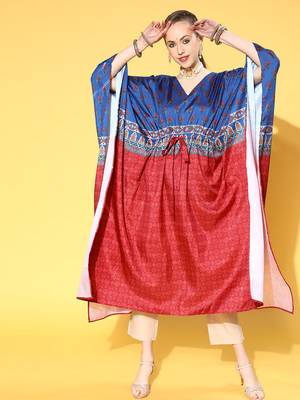 Red printed art silk kurtas-and-kurtis 2