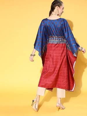 Red printed art silk kurtas-and-kurtis 4