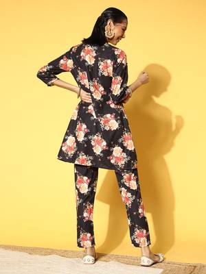 Black printed rayon kurta sets 3