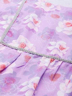 Lavender printed rayon kurta sets 4