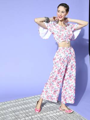 Pink printed rayon kurta sets 1