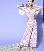 Pink printed rayon kurta sets