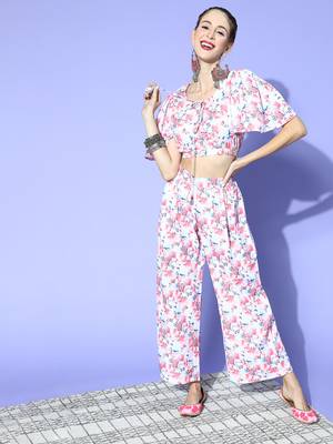 Pink printed rayon kurta sets 2