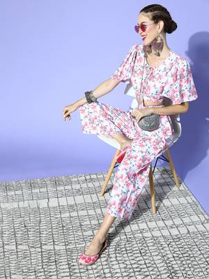 Pink printed rayon kurta sets 5