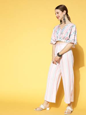 Peach printed rayon kurta sets 2