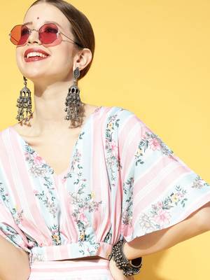Peach printed rayon kurta sets 4