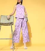 Lavender printed art silk kurta sets