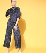 Navy-blue printed art silk kurta sets