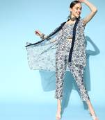 Off-white printed art silk kurta sets