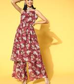 Red printed georgette kurta sets