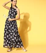 Black printed georgette kurta sets