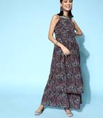 Grey printed georgette kurta sets