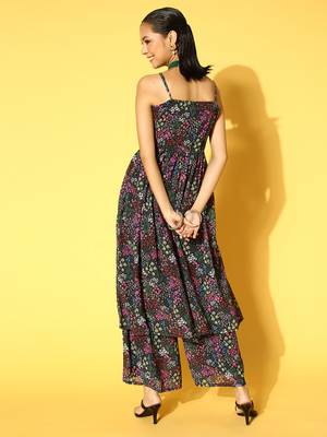 Black printed georgette kurta sets 3