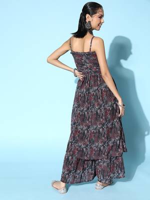 Grey printed georgette kurta sets 3