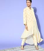 Cream printed georgette kurta sets