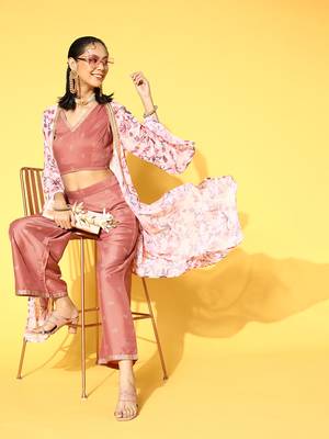 Red printed georgette kurta sets 5