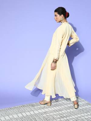Cream printed georgette kurta sets 3