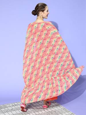 Peach printed georgette kurta sets 3